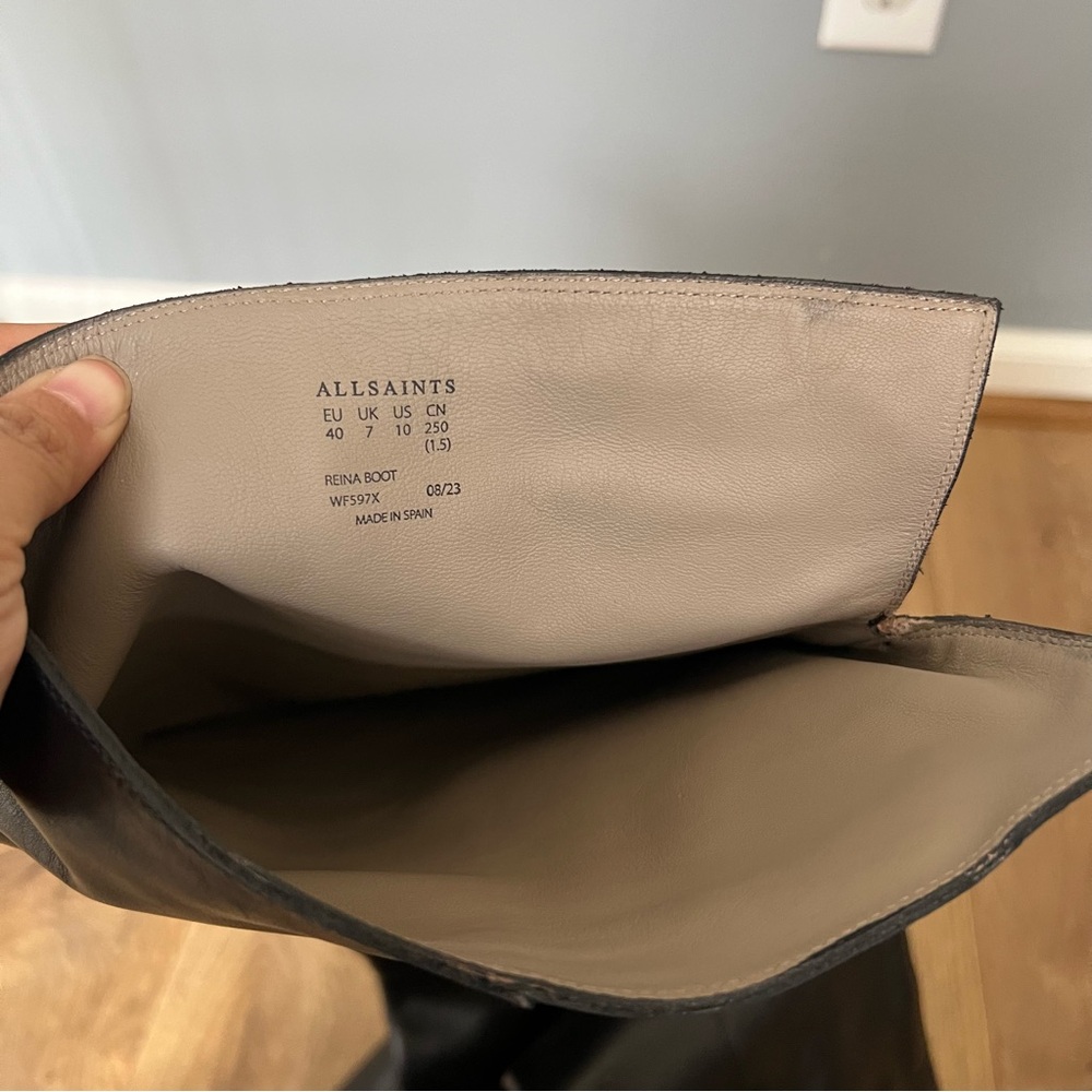 Allsaints Reina Knee High Pointed Leather Boots - Picture 5 of 9